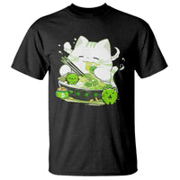 St Patrick's Day Cats T Shirt Irish Eating Ramen Noodles Cute Anime Shamrocks