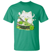 St Patrick's Day Cats T Shirt Irish Eating Ramen Noodles Cute Anime Shamrocks