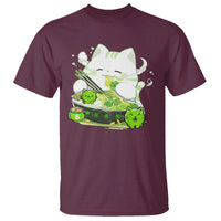 St Patrick's Day Cats T Shirt Irish Eating Ramen Noodles Cute Anime Shamrocks