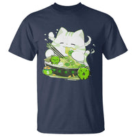 St Patrick's Day Cats T Shirt Irish Eating Ramen Noodles Cute Anime Shamrocks