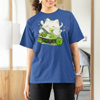 St Patrick's Day Cats T Shirt For Women Irish Eating Ramen Noodles Cute Anime Shamrocks