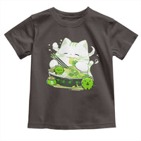 St Patrick's Day Cats Toddler T Shirt Irish Eating Ramen Noodles Cute Anime Shamrocks