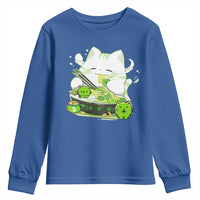 St Patrick's Day Cats Youth Sweatshirt Irish Eating Ramen Noodles Cute Anime Shamrocks