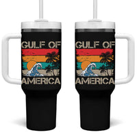 Gulf Of America Tumbler With Handle Funny Beach Summer Vacation Retro Vintage