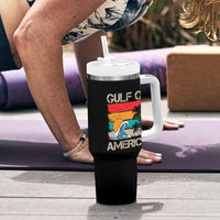 Gulf Of America Tumbler With Handle Funny Beach Summer Vacation Retro Vintage