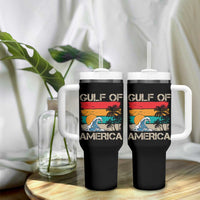 Gulf Of America Tumbler With Handle Funny Beach Summer Vacation Retro Vintage