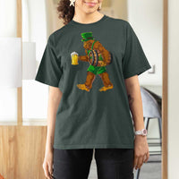 St Patricks Day Bigfoot T Shirt For Women Sasquatch Beer Funny Party Shamrock