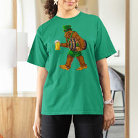 St Patricks Day Bigfoot T Shirt For Women Sasquatch Beer Funny Party Shamrock