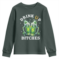 Drink Up Bitches Funny St Patricks Day Youth Sweatshirt Irish Beer Lovers