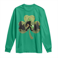 St Patricks Day Bigfoot Long Sleeve Shirt Sasquatch Irish Beer Lovers Shamrock Clover Leaf