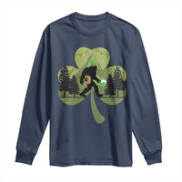St Patricks Day Bigfoot Long Sleeve Shirt Sasquatch Irish Beer Lovers Shamrock Clover Leaf