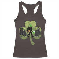 St Patricks Day Bigfoot Racerback Tank Top Sasquatch Irish Beer Lovers Shamrock Clover Leaf