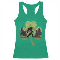 St Patricks Day Bigfoot Racerback Tank Top Sasquatch Irish Beer Lovers Shamrock Clover Leaf