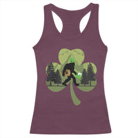 St Patricks Day Bigfoot Racerback Tank Top Sasquatch Irish Beer Lovers Shamrock Clover Leaf