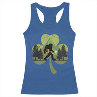 St Patricks Day Bigfoot Racerback Tank Top Sasquatch Irish Beer Lovers Shamrock Clover Leaf
