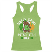 St Patricks Day Bigfoot Racerback Tank Top Irish Shamrock Sasquatch Beer Lovers