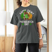 St Patricks Day Bigfoot T Shirt For Women Irish Shamrock Sasquatch Beer Lovers