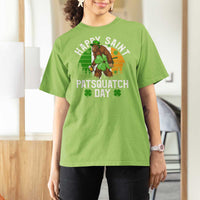 St Patricks Day Bigfoot T Shirt For Women Irish Shamrock Sasquatch Beer Lovers
