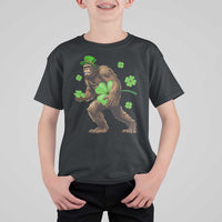 St Patricks Day Bigfoot T Shirt For Kid Funny Sasquatch Shamrock