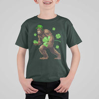 St Patricks Day Bigfoot T Shirt For Kid Funny Sasquatch Shamrock