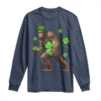 St Patricks Day Bigfoot Long Sleeve Shirt Funny Sasquatch Shamrock
