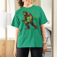 St Patricks Day Bigfoot T Shirt For Women Funny Sasquatch Shamrock
