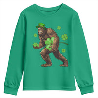 St Patricks Day Bigfoot Youth Sweatshirt Funny Sasquatch Shamrock