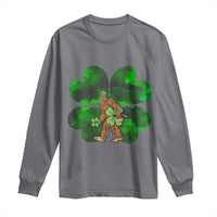 St Patricks Day Lucky Shamrock Bigfoot Long Sleeve Shirt Funny Sasquatch Irish
