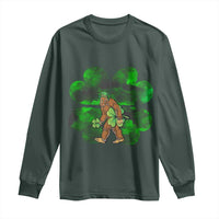 St Patricks Day Lucky Shamrock Bigfoot Long Sleeve Shirt Funny Sasquatch Irish