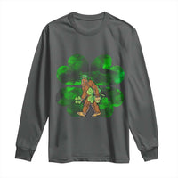 St Patricks Day Lucky Shamrock Bigfoot Long Sleeve Shirt Funny Sasquatch Irish