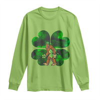 St Patricks Day Lucky Shamrock Bigfoot Long Sleeve Shirt Funny Sasquatch Irish