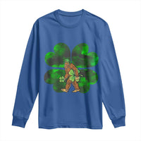 St Patricks Day Lucky Shamrock Bigfoot Long Sleeve Shirt Funny Sasquatch Irish