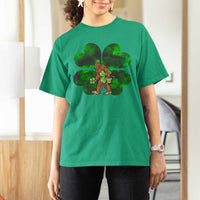 St Patricks Day Lucky Shamrock Bigfoot T Shirt For Women Funny Sasquatch Irish
