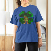 St Patricks Day Lucky Shamrock Bigfoot T Shirt For Women Funny Sasquatch Irish