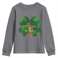 St Patricks Day Lucky Shamrock Bigfoot Youth Sweatshirt Funny Sasquatch Irish