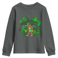 St Patricks Day Lucky Shamrock Bigfoot Youth Sweatshirt Funny Sasquatch Irish