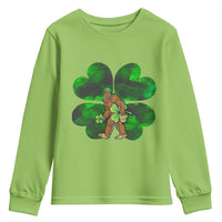St Patricks Day Lucky Shamrock Bigfoot Youth Sweatshirt Funny Sasquatch Irish