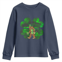 St Patricks Day Lucky Shamrock Bigfoot Youth Sweatshirt Funny Sasquatch Irish