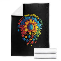 Autism Acceptance Sunflower Puzzle Throw Blanket Accept Understand Love ASD