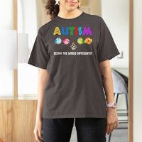 Autism Awareness T Shirt For Women Seeing the World Differently ASD Cute Puzzle Pieces Owl