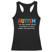 Autism Awareness Racerback Tank Top Different Makes You Beautiful ASD Month Support