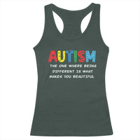 Autism Awareness Racerback Tank Top Different Makes You Beautiful ASD Month Support
