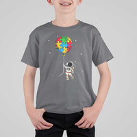 Autism Awareness Astronaut T Shirt For Kid Puzzle Pieces Balloon Space Autistic