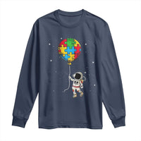 Autism Awareness Astronaut Long Sleeve Shirt Puzzle Pieces Balloon Space Autistic