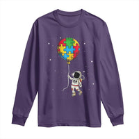 Autism Awareness Astronaut Long Sleeve Shirt Puzzle Pieces Balloon Space Autistic