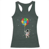 Autism Awareness Astronaut Racerback Tank Top Puzzle Pieces Balloon Space Autistic