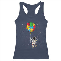 Autism Awareness Astronaut Racerback Tank Top Puzzle Pieces Balloon Space Autistic