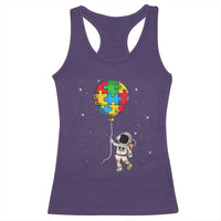Autism Awareness Astronaut Racerback Tank Top Puzzle Pieces Balloon Space Autistic