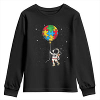 Autism Awareness Astronaut Youth Sweatshirt Puzzle Pieces Balloon Space Autistic