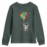 Autism Awareness Astronaut Youth Sweatshirt Puzzle Pieces Balloon Space Autistic